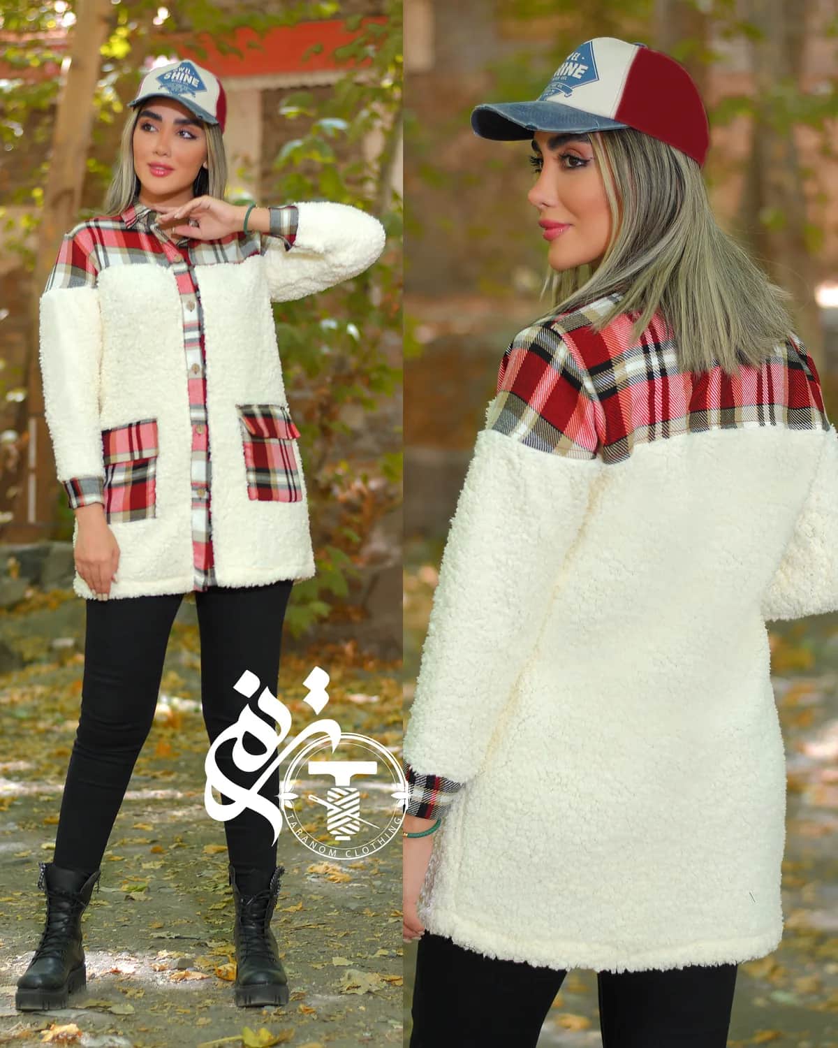 مانتو پشمی و تدی مدل رستا — رنگ طرح 1 — ترکیب پشمی و تدی