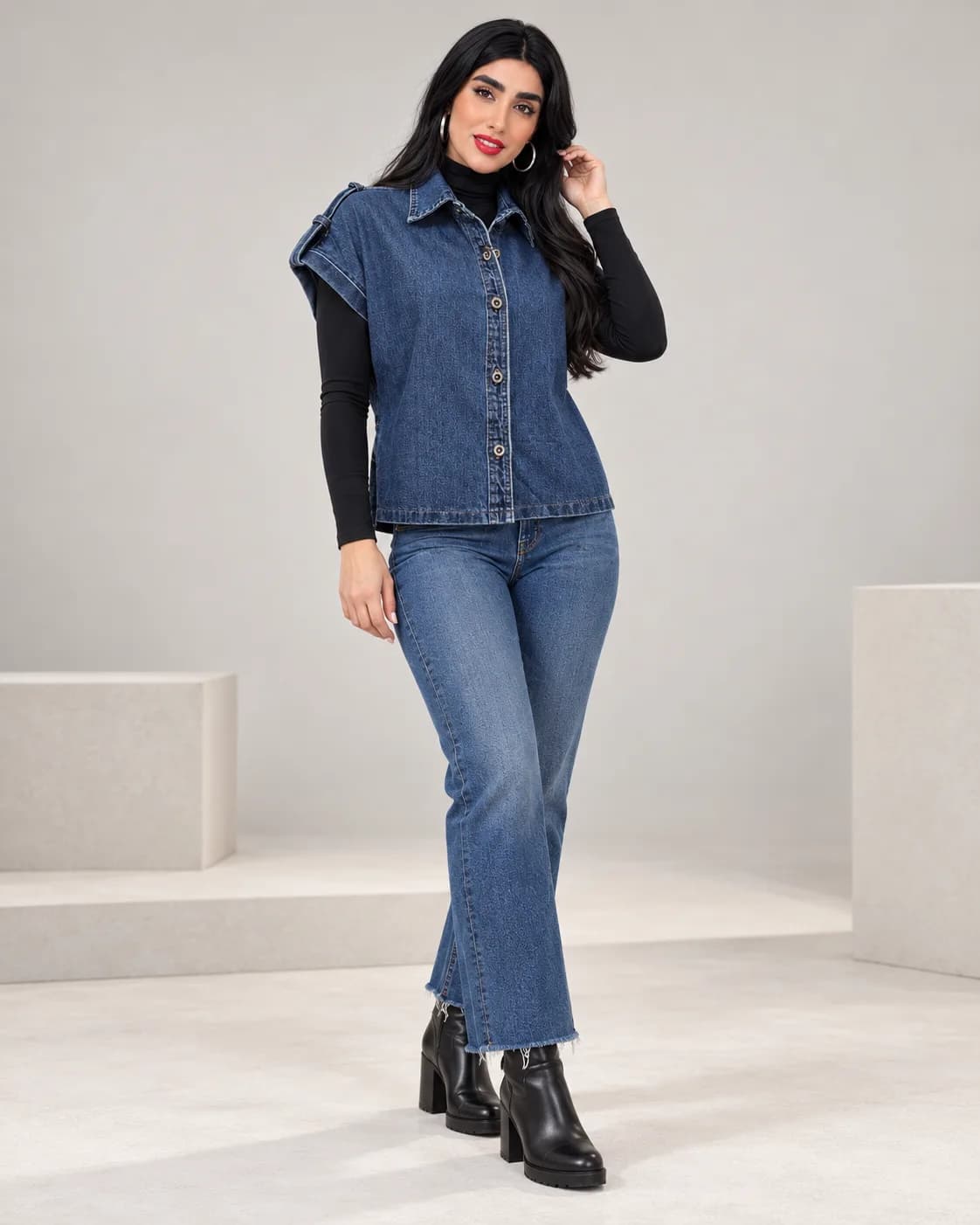 وست لی زنانه مدل خلبانی — رنگ آبی سورمه ای — جین