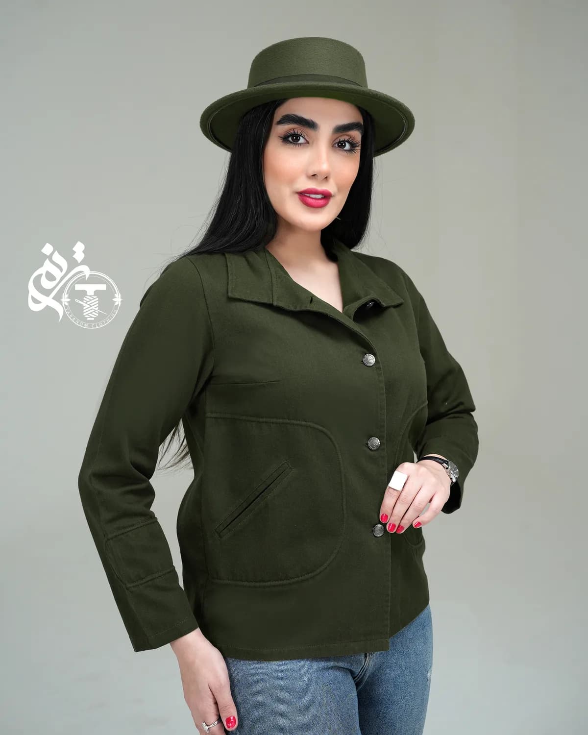 کت کتان کجراه مدل آلیس از روبرو